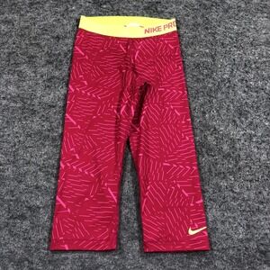 Nike Pro Leggings Womens S Pink Geometric Print Compression Capri Gym Athletic